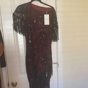 Stylish Asymmetrical Dress with Fringe Details